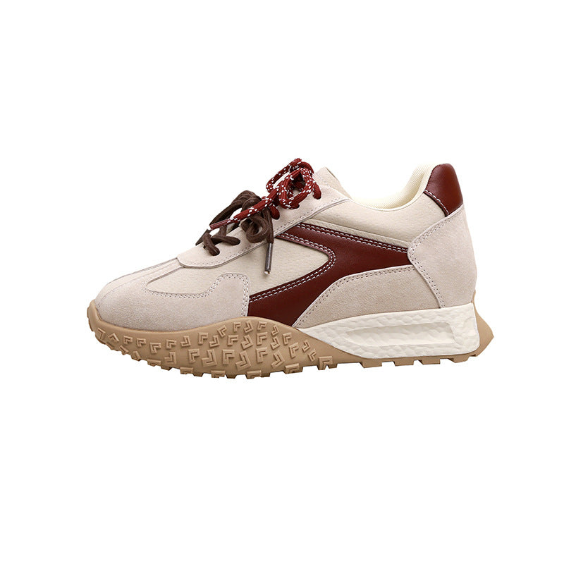 Women's Height Increasing Insole Retro Color Matching Casual Shoes