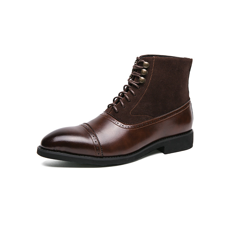 Men's Business Middle Tube Large Size Personalized Brushed Boots