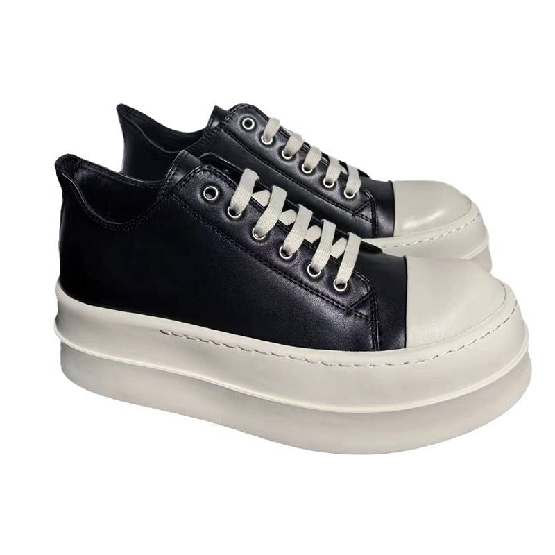 Men's Low Top Layer Cowhide Pumps Shallow Casual Shoes