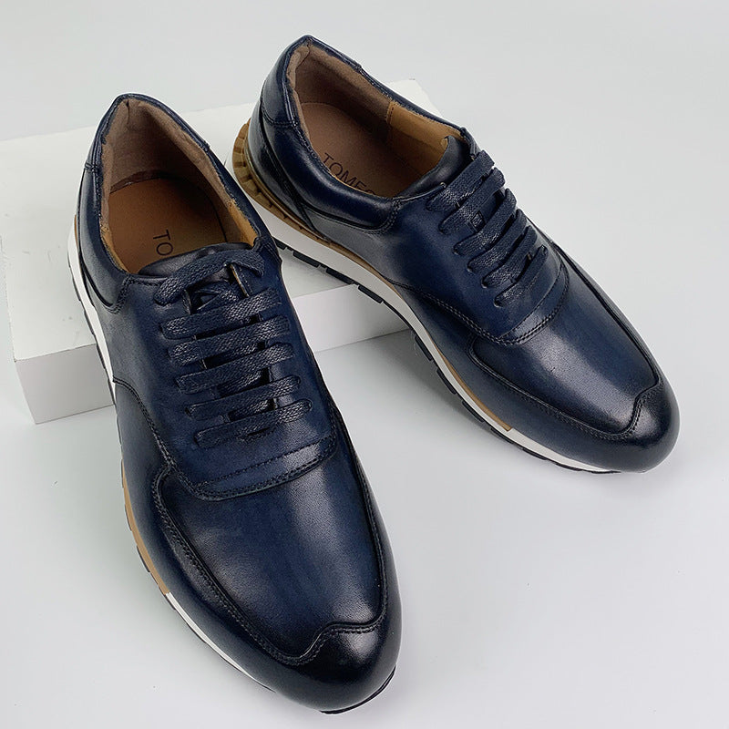 Men's Layer Cowhide Daily Outdoor Lace Up Leather Shoes