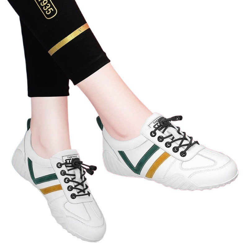 Women's Gold Silk Rabbit Genuine White Soft Sneakers