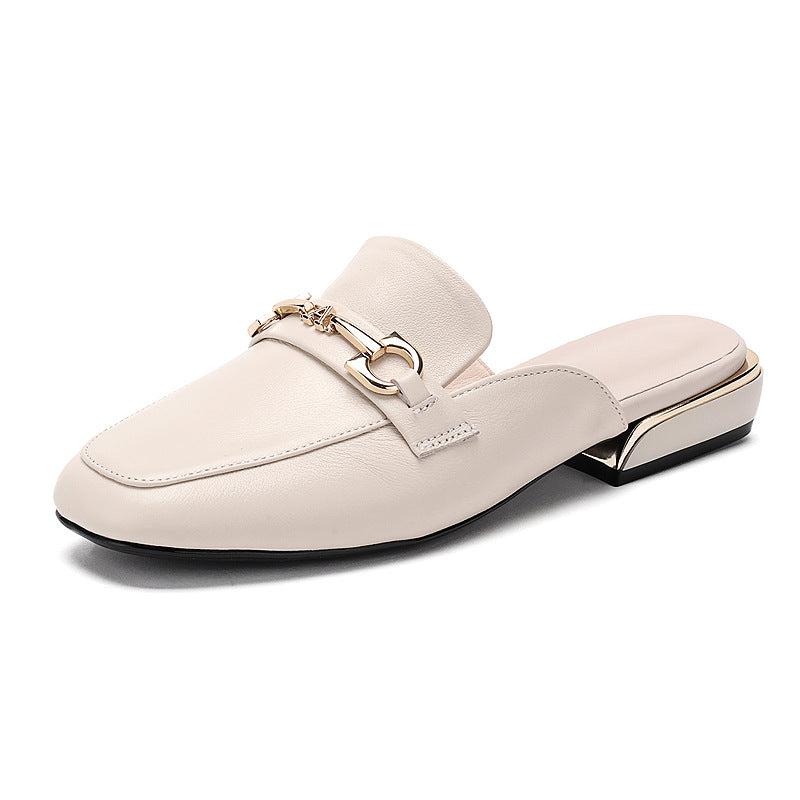 Women's Box Half Summer Outer Wear Semi Leather Shoes