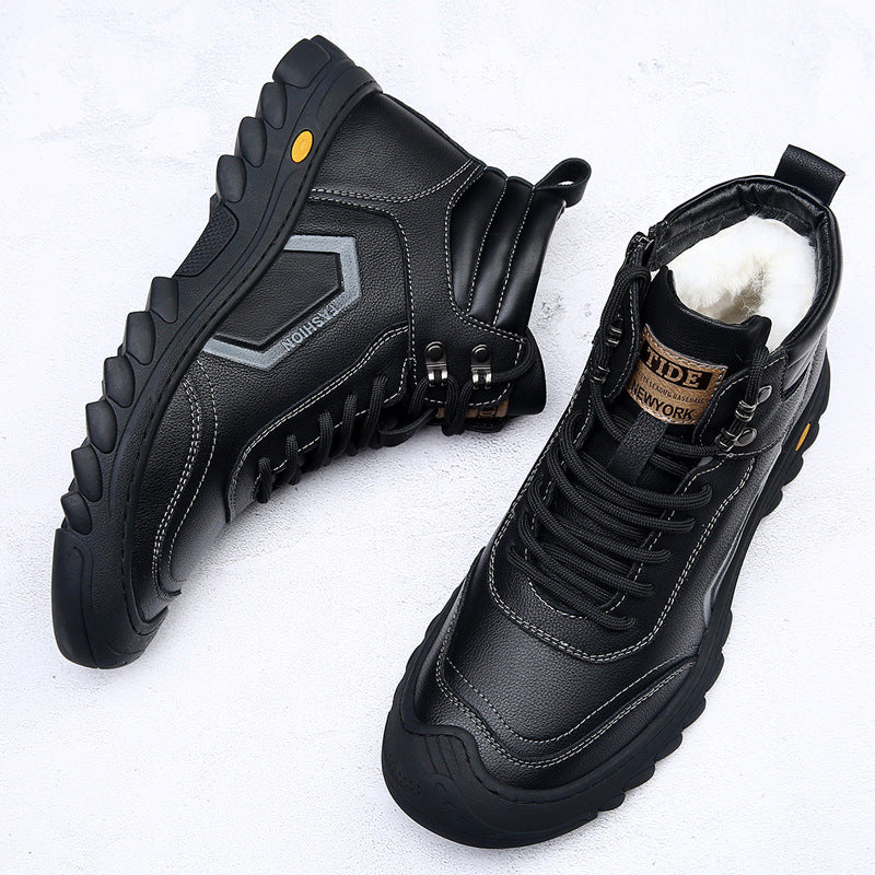 Men's Cotton Genuine Wool Fleece-lined Thick Warm Men's Shoes