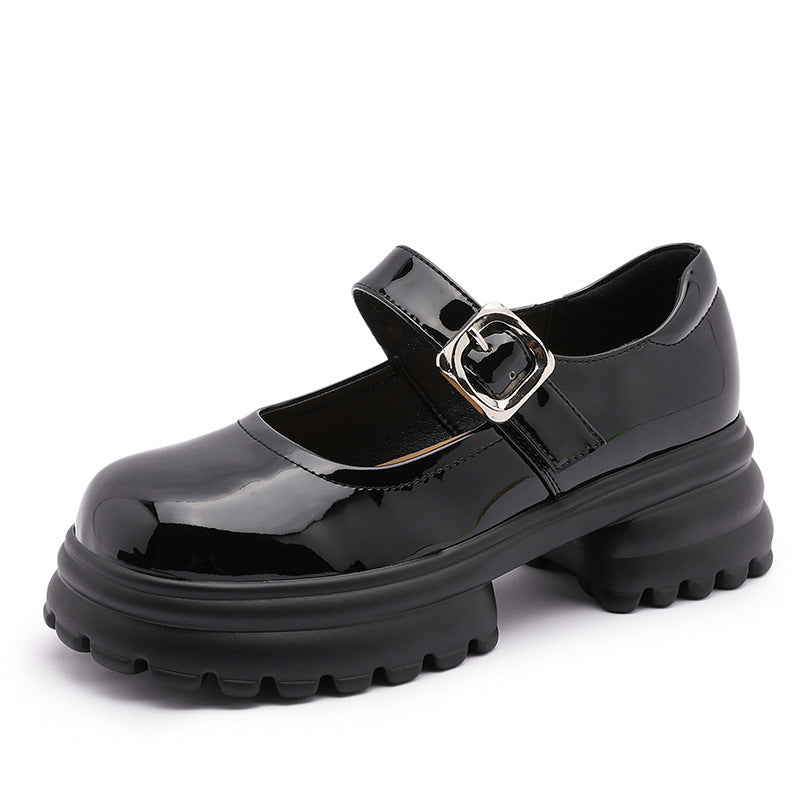 Women's Jane Pumps Autumn Black Thick Sole Loafers