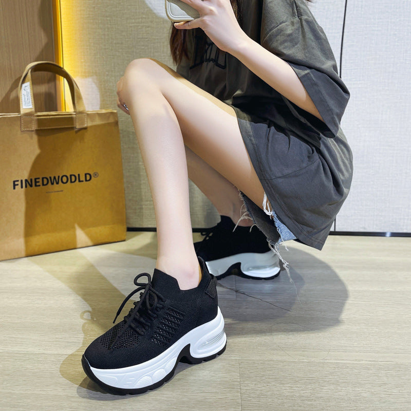 Women's Height Increasing Insole Mesh Breathable Hollowed Leisure Casual Shoes