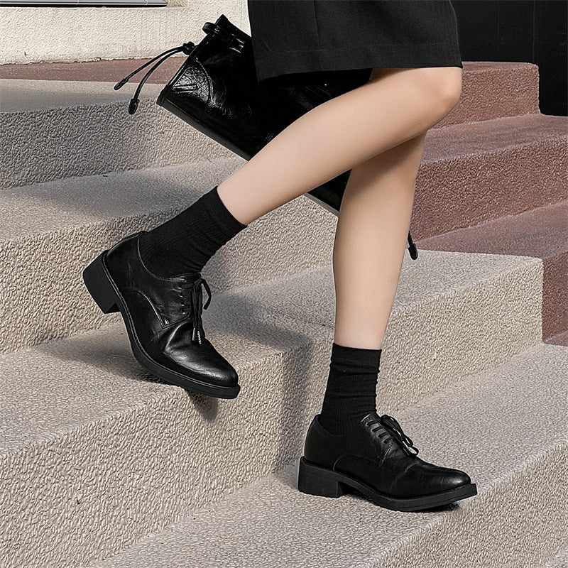 Black Wizard Thick-soled High Retro Pointed Smoke Couple Leather Shoes