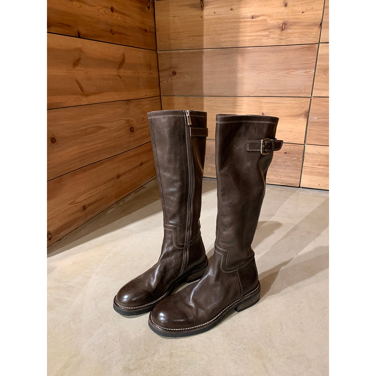 Women's & Men's Winter Washed Horse Platform Brown High Boots