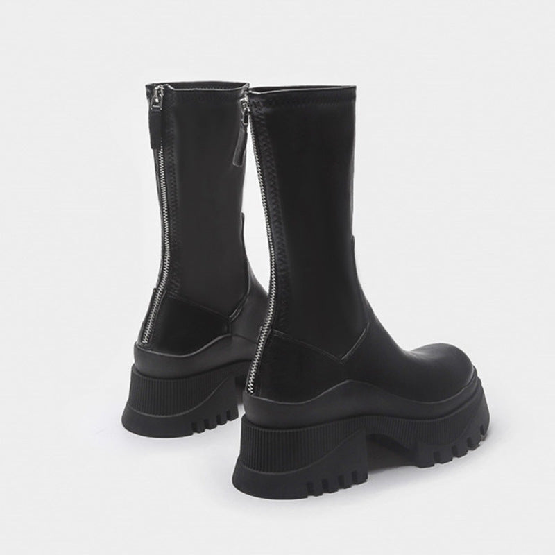Women's Winter Platform Martin Height Increasing Skinny Chunky Boots