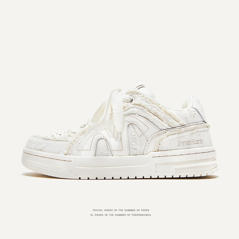 Women's & Men's Destruction Series Comfortable Denim Thick Bottom Sneakers