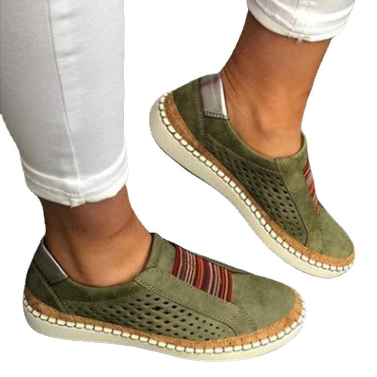 Women's Summer Flat Ribbon Slip-on Color Matching Casual Shoes