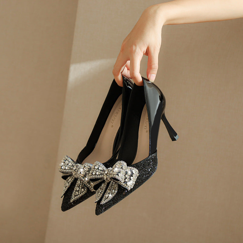 Women's Champagne Pointed High Stiletto Sexy Crystal Women's Shoes