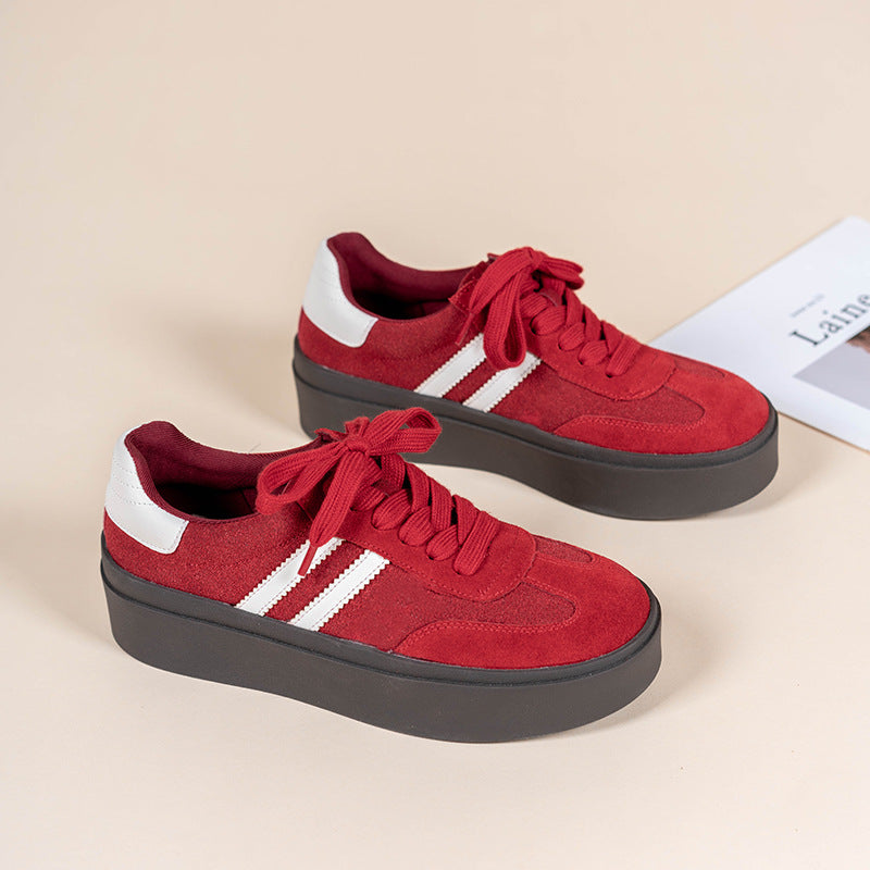 Women's Increasing White Color Matching Round Toe Casual Shoes