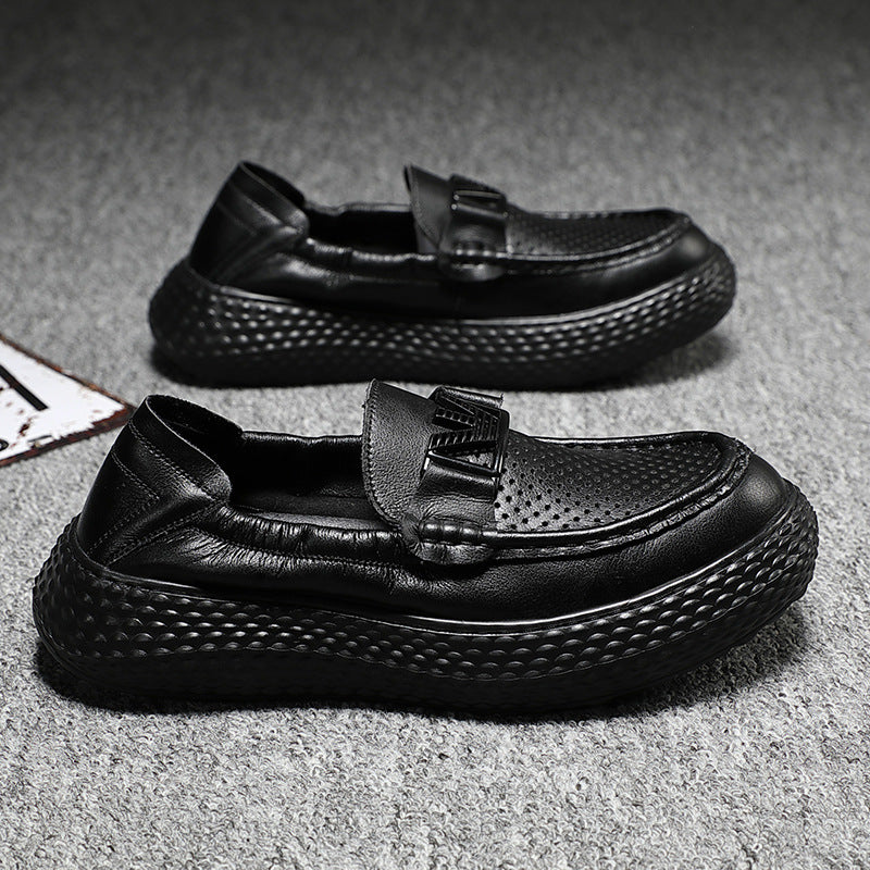 Men's Summer Breathable Mesh Genuine Black Driving Loafers