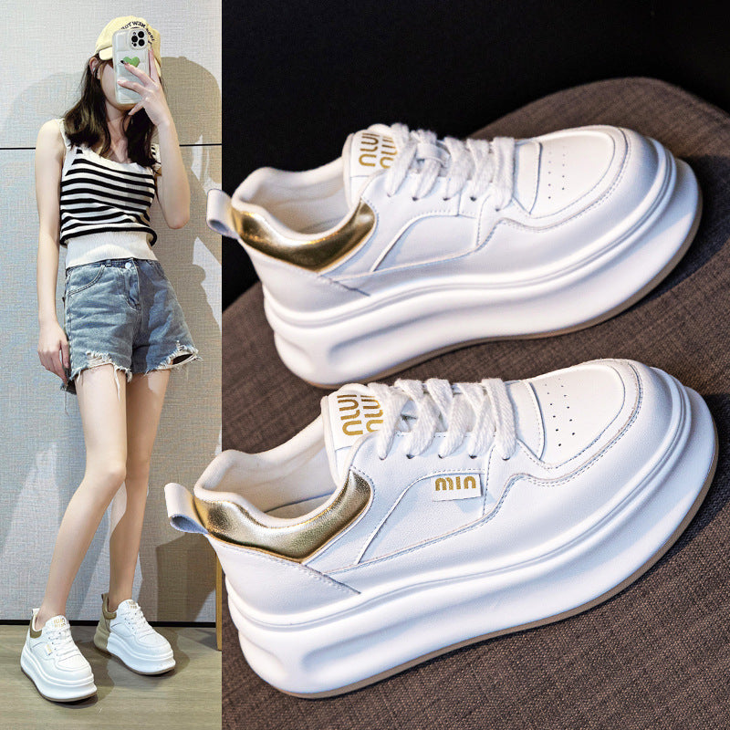 Women's Autumn Genuine Platform Inner Height Increasing Casual Shoes