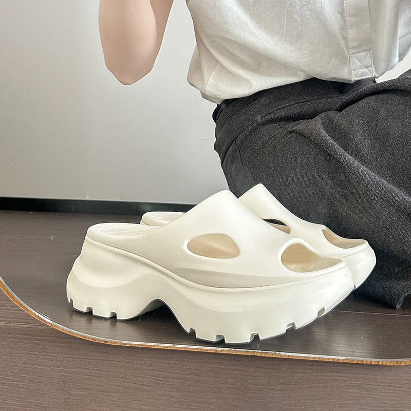 Women's Grape Mom Wear Hollow Platform Height Slippers