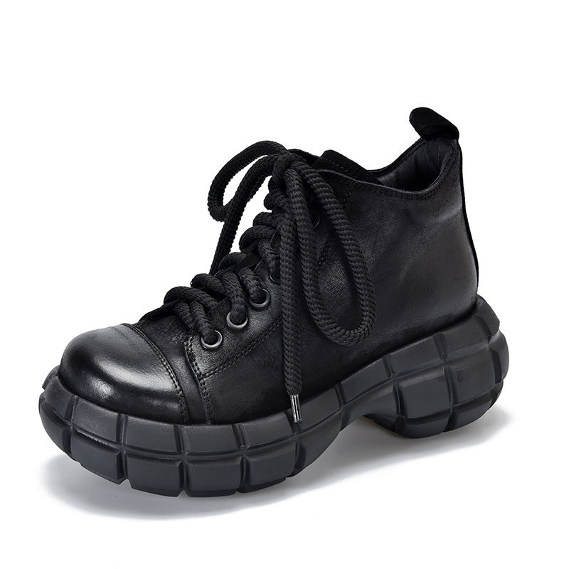 Women's Genuine Design Cool Autumn Personality Thick Bottom Retro Boots