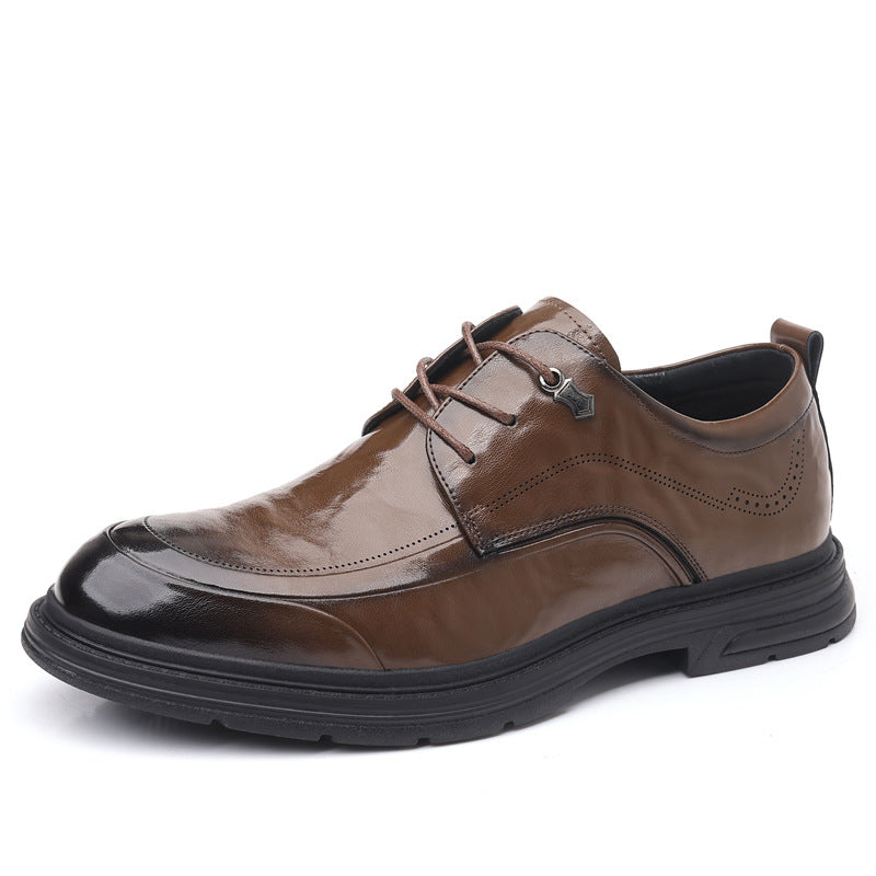 Men's Business Handmade Fashion Platform Cowhide Leather Shoes