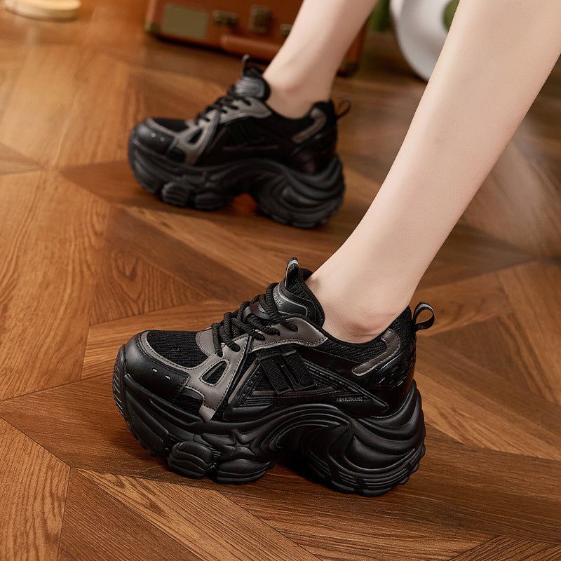 Women's Platform Dad Breathable Mesh Height Increasing Sneakers
