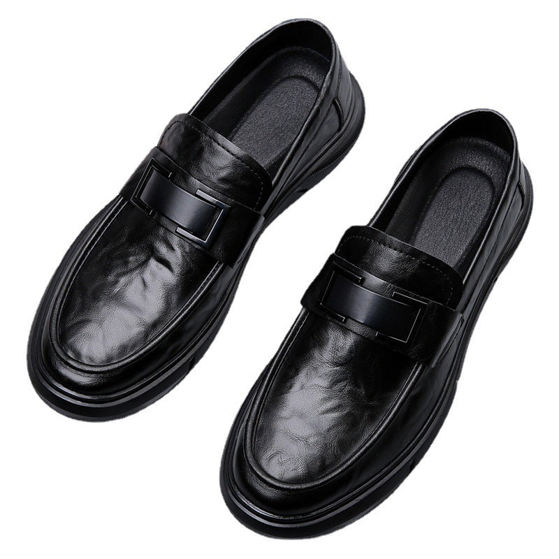 Men's Winter British Style Black Slip-on Fashion Leather Shoes