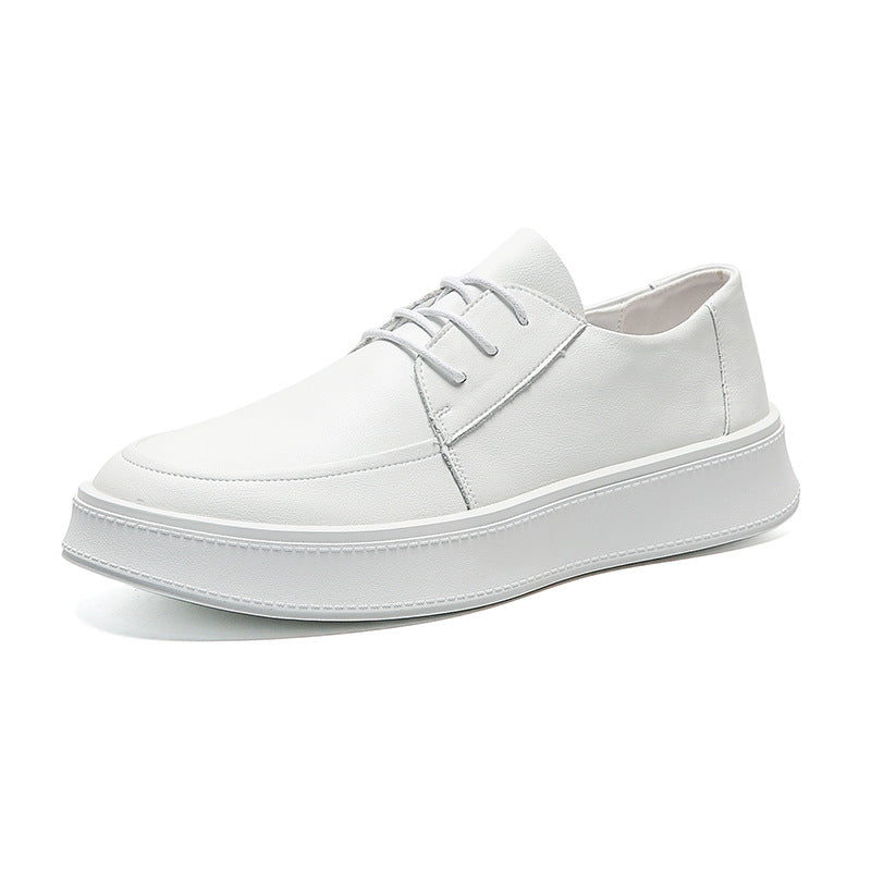 Men's White Cow Split Breathable Soft Surface Men's Board Shoes