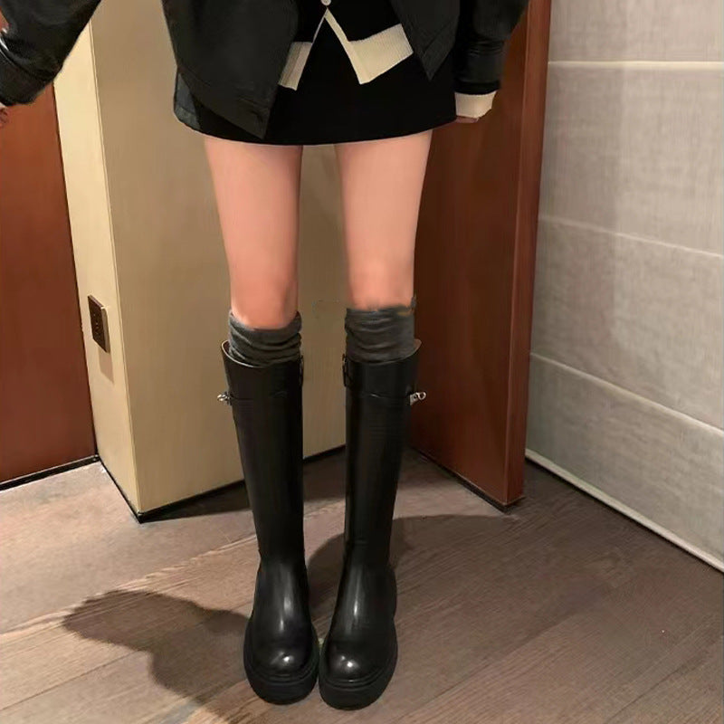 Women's Version Round Toe Lock Chunky High Boots