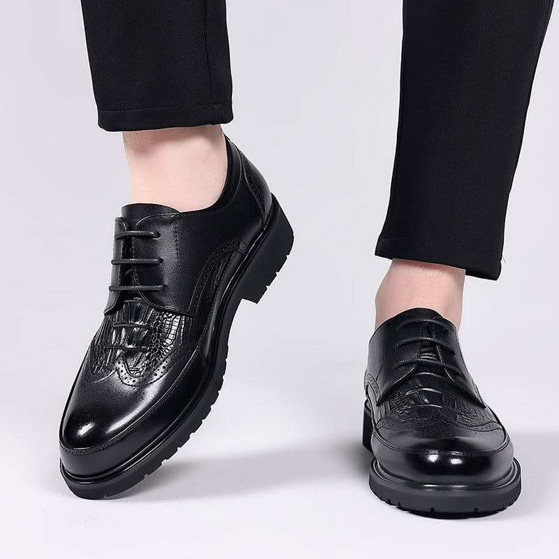Men's Formal Wear Brogue Wedding Versatile Breathable Extra Leather Shoes