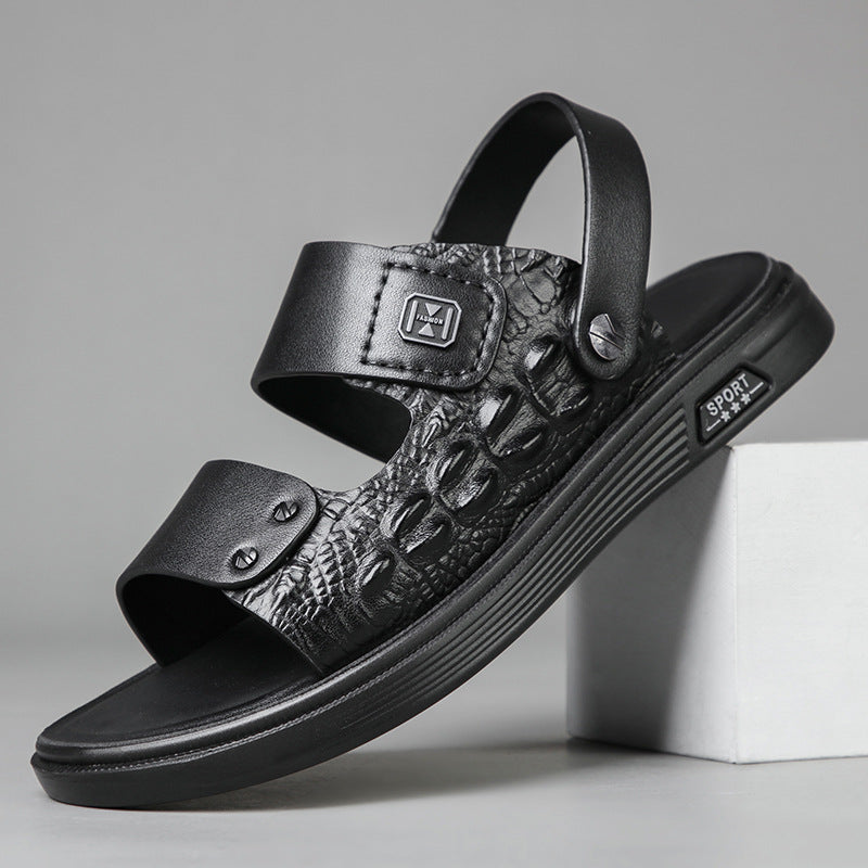 Men's Sheepskin Beach Outdoor Fashion Genuine Open Men's Shoes