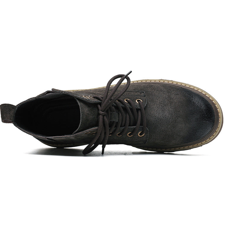 Big Head Low Tube Round Suede Boots
