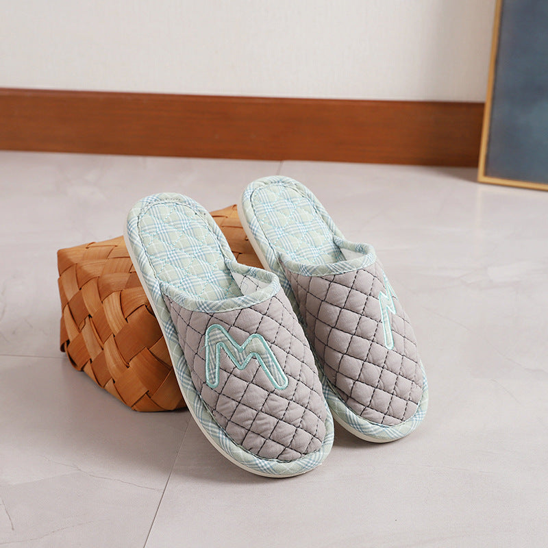 Cotton Fabrics Platform Plus Mute Couple Indoor Home Floor House Slippers