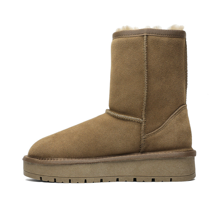 Women's Sheepskin Fur Integrated Platform Winter Warm Snow Boots