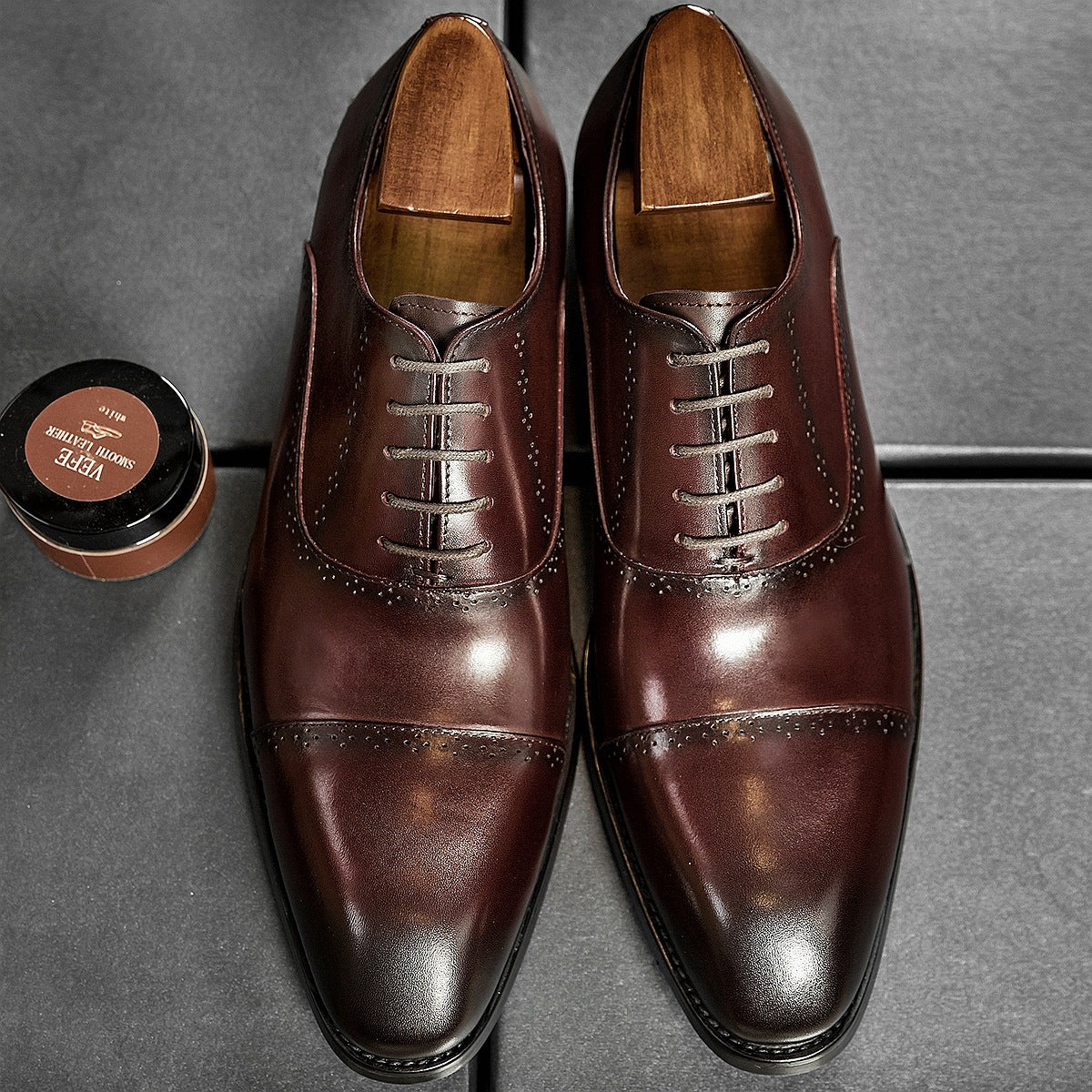 Men's Square Toe Business Formal Wear First Layer Cow Leather Shoes