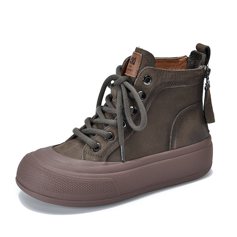 Women's Price Short Lace Up Round Toe Single Thick Boots
