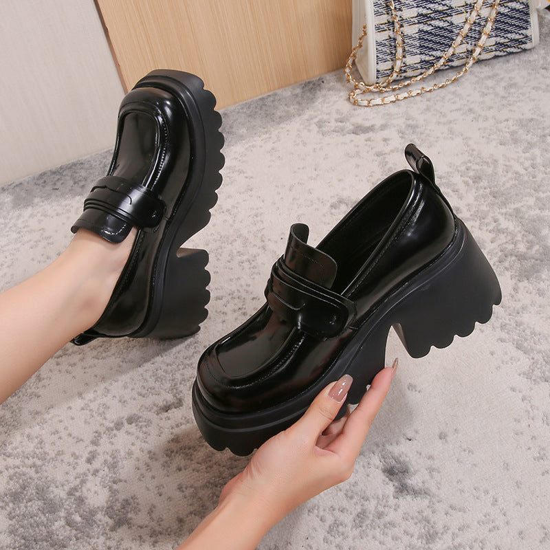 Women's British Style Spring Authentic Platform Patent Loafers