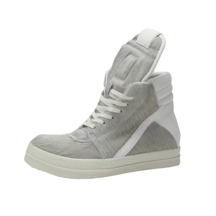 Women's & Men's Gray Color Thick Bottom Couple Triangle Sneakers