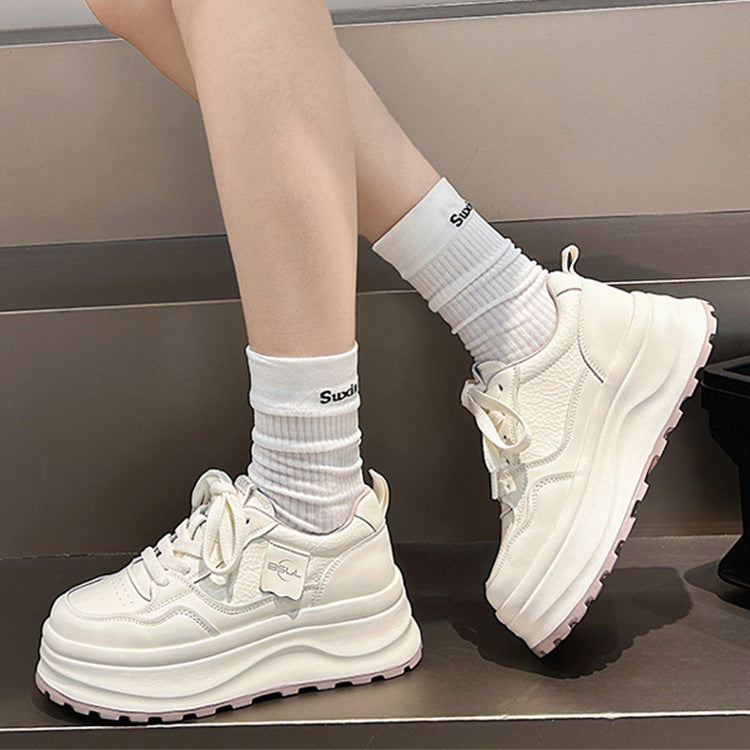 Women's White Platform Super Lightweight Soft Bottom Sneakers