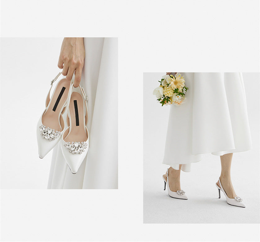 Women's Stilettos Pointed Bridesmaid High Fashion White Heels
