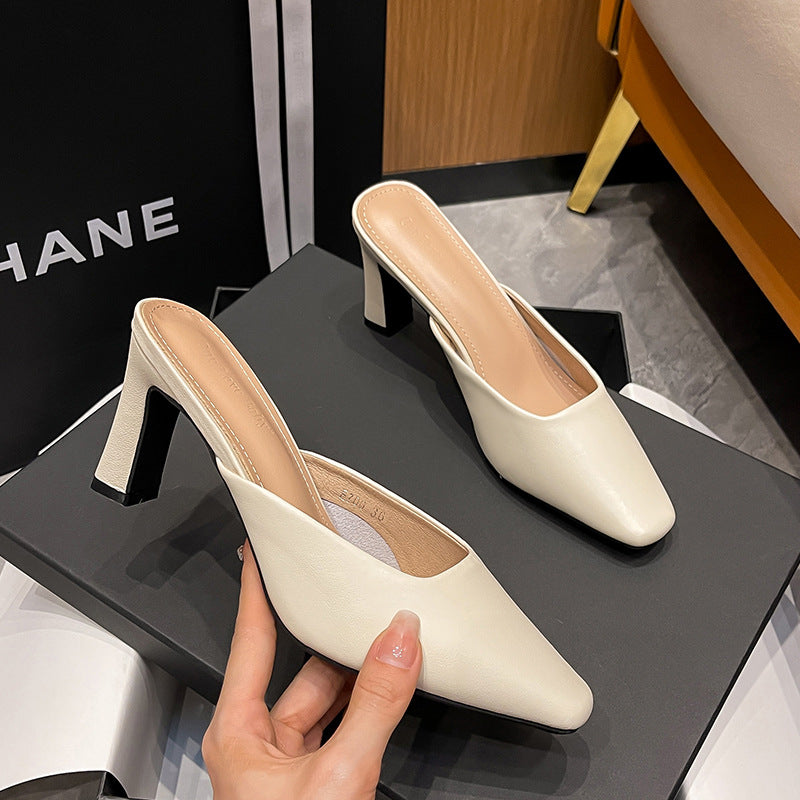 Women's High Authentic Square Toe Half French Heels
