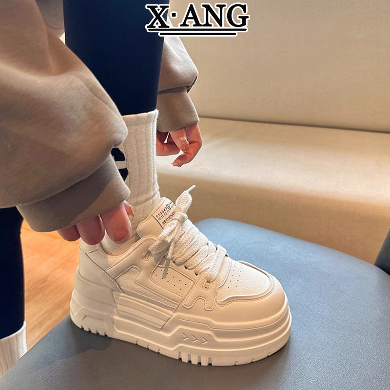 Women's Genuine Platform White Good-looking Hight Increasing Sneakers