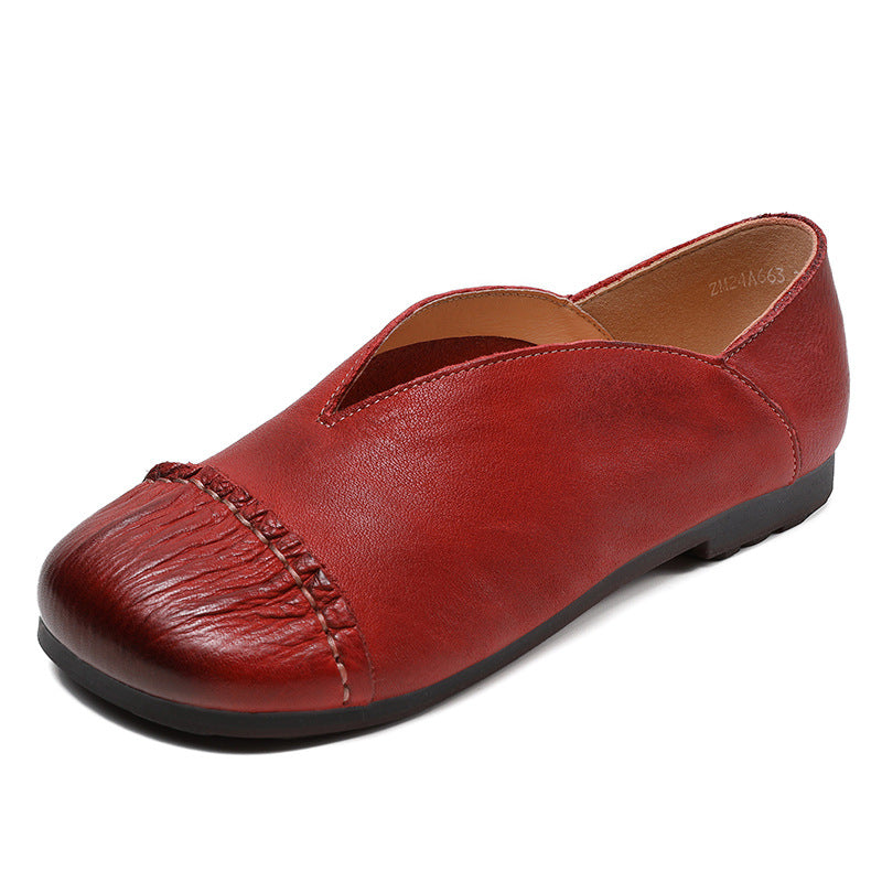 Women's Spring Genuine Shallow Mouth Bud Flat Bottom Casual Shoes
