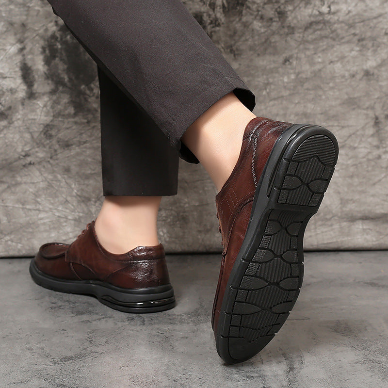 Men's Business Lace Up Round Toe Retro Leather Shoes