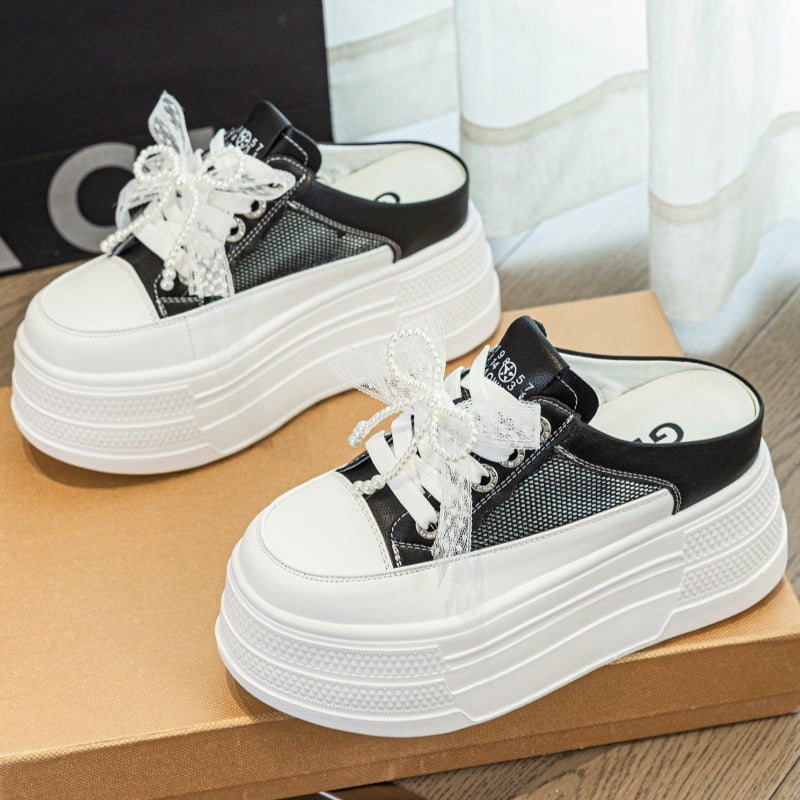 Women's Platform Height Increasing Insole Leisure Genuine Slippers