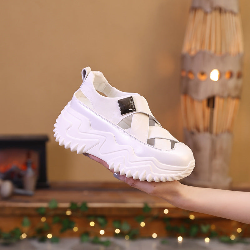 Women's Summer Height Increasing Closed Toe Hollow Sandals