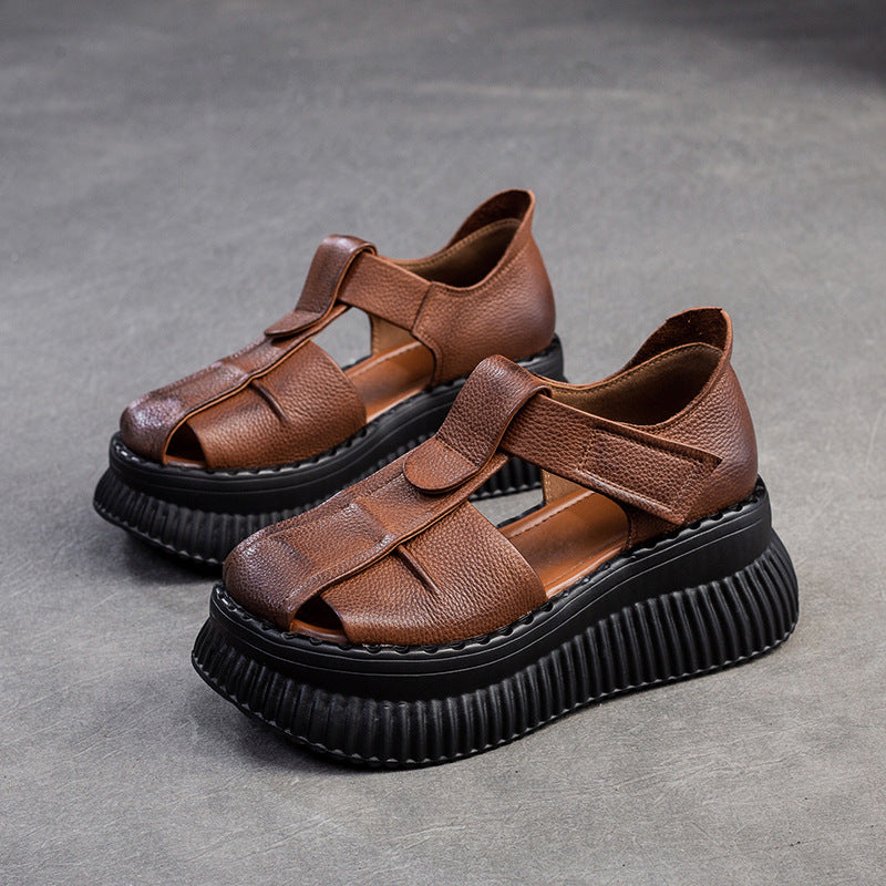 Women's Closed Toe Platform Soft Surface Retro Top Sandals