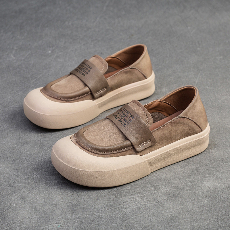 Women's Round Head Thick Bottom Slip-on Retro Casual Shoes