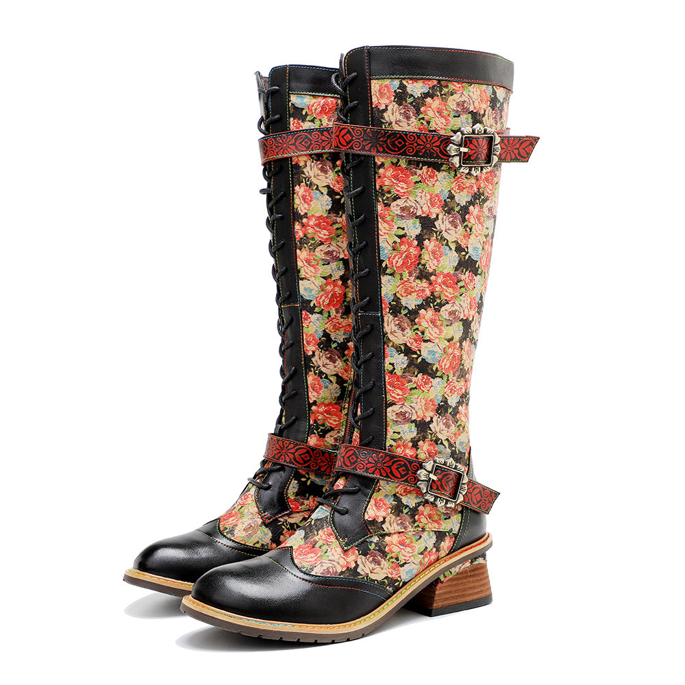 Handmade Genuine Brush Color Retro Idyllic Boots
