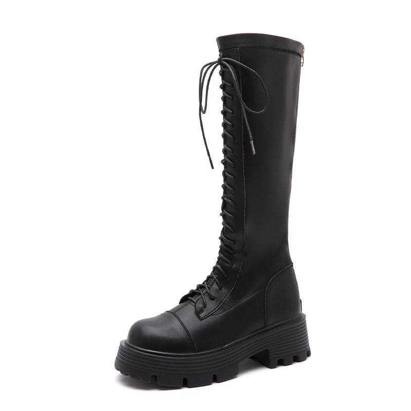 Power Genuine Strap Knight Thick Bottom Boots