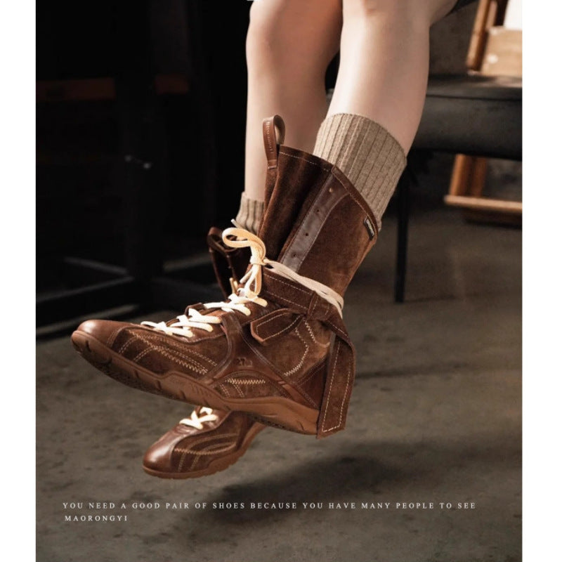 Boxing Matte Booties Flat Height Increasing Boots