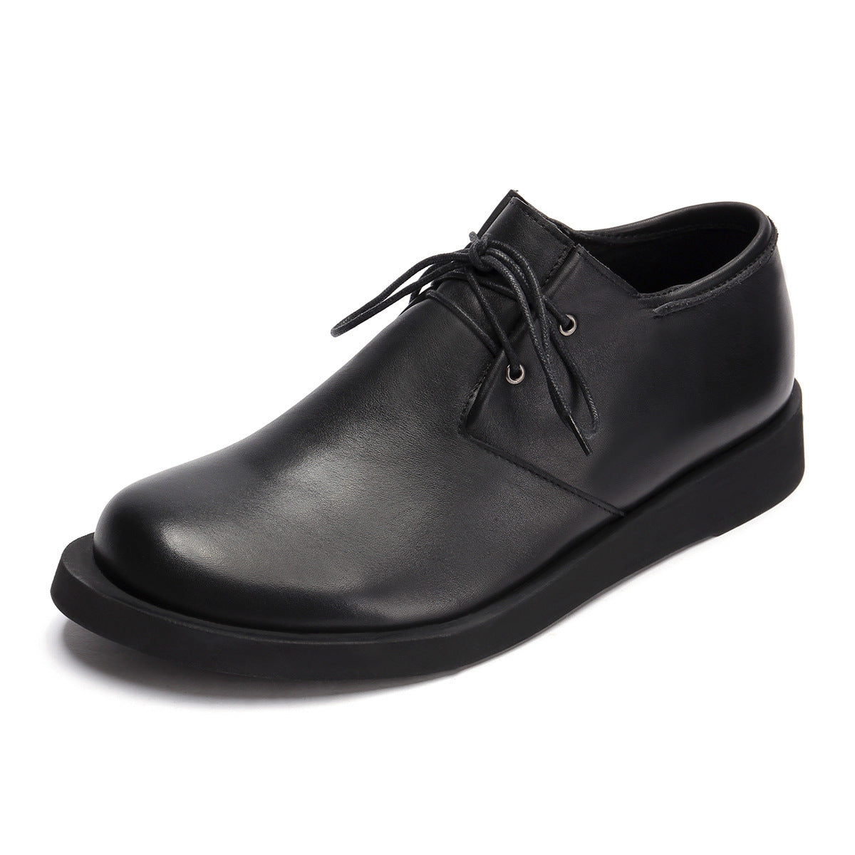 Men's Comfortable Cowhide Round Head Leisure Thick Men's Casual Shoes