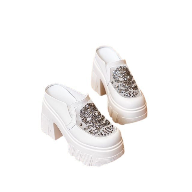 Women's Hollow Genuine Elevator Slip-on Breathable Muffin Slippers