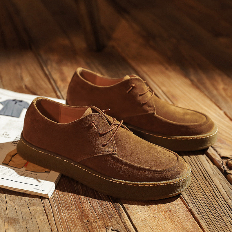 Men's Retro Suede Platform Fur-lined Matte Calf Casual Shoes